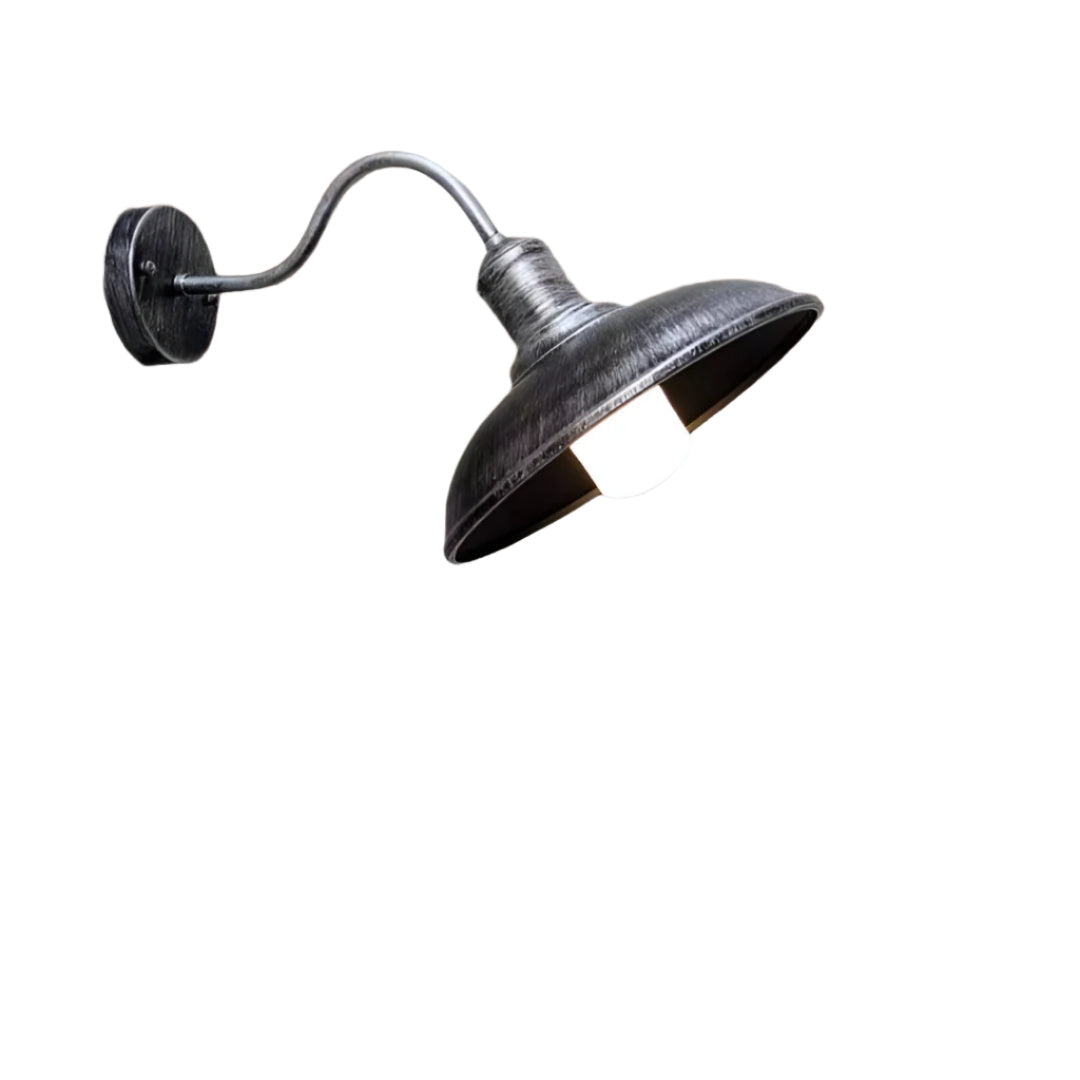 Industrial Iron Outdoor Wall Light – Bowl Design with LED Light