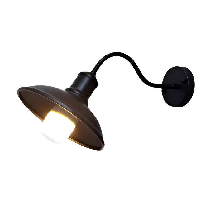 Industrial Iron Outdoor Wall Light – Bowl Design with LED Light
