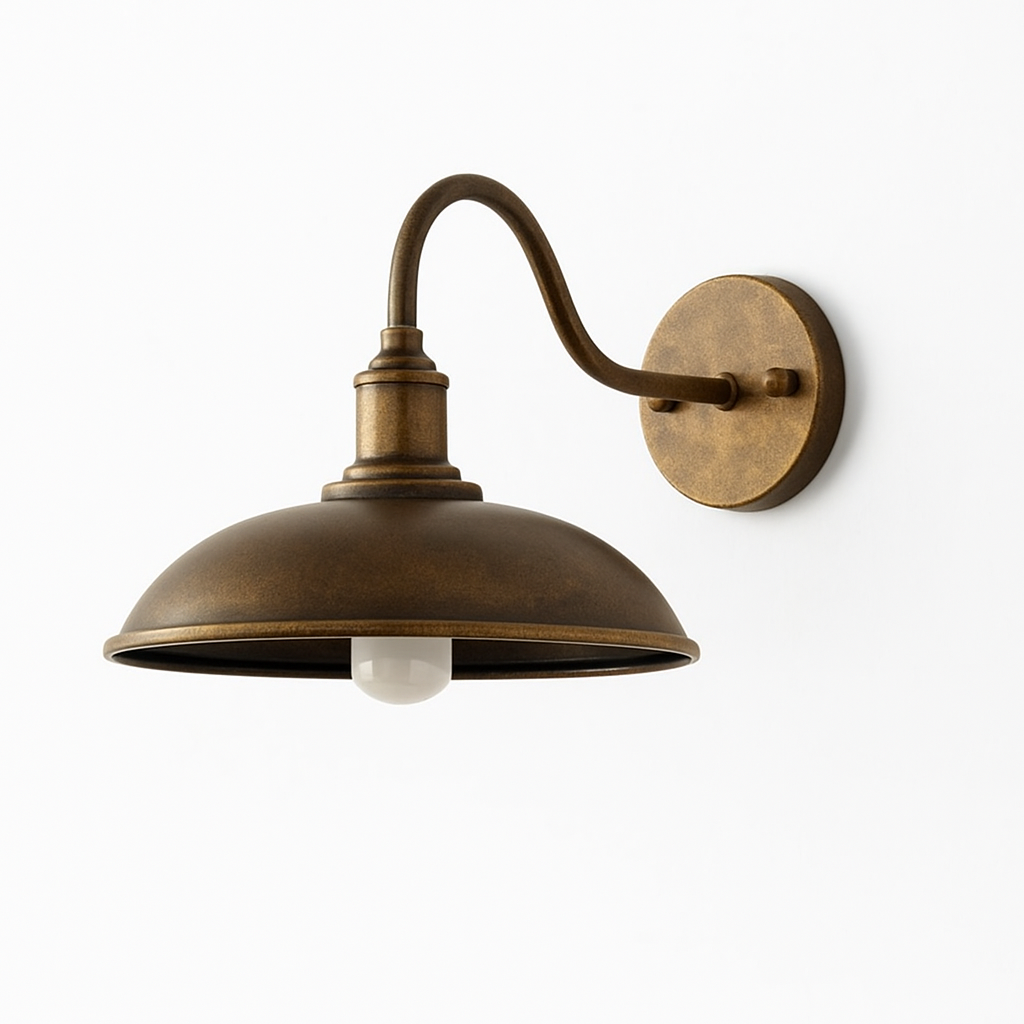 Industrial Iron Outdoor Wall Light – Bowl Design with LED Light