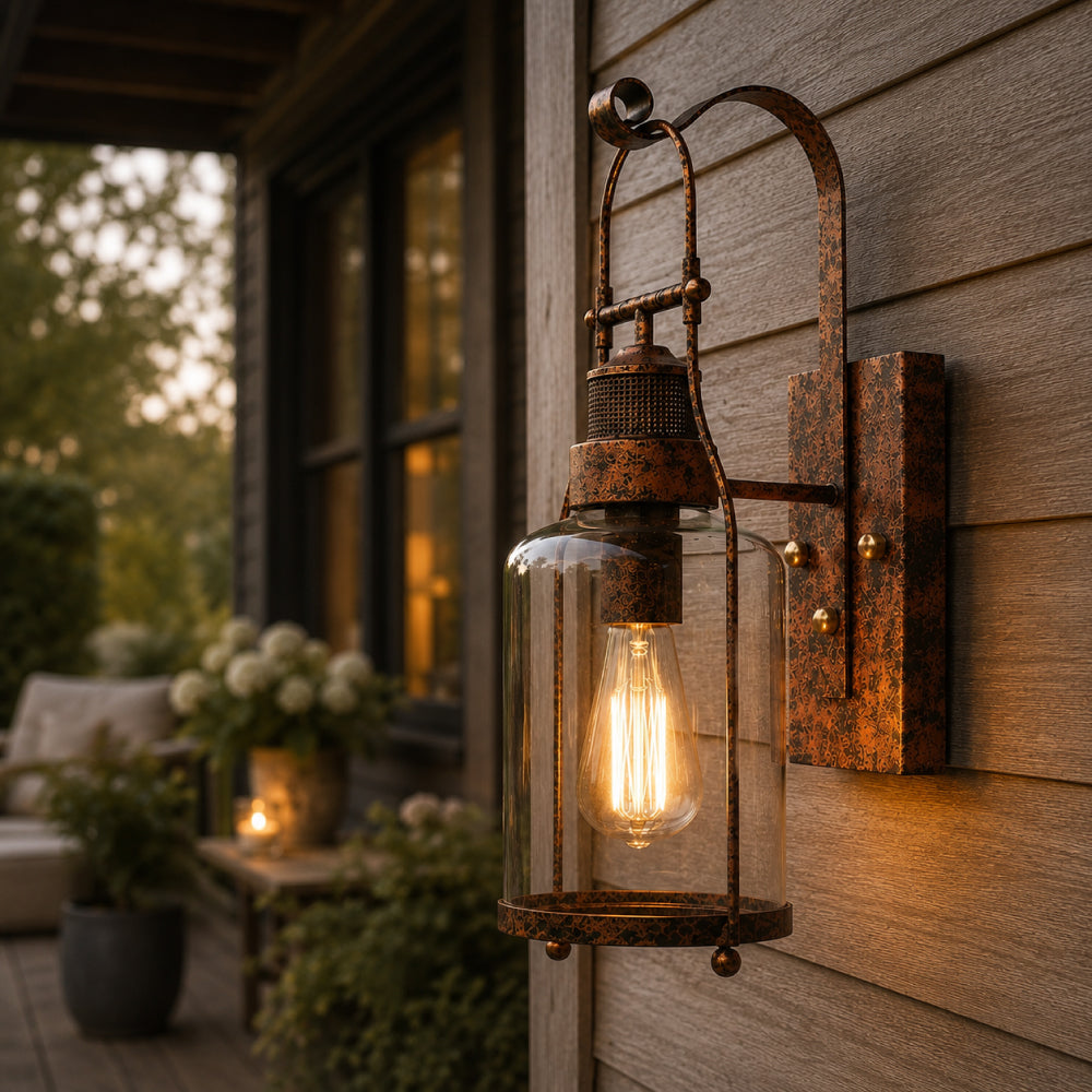 Industrial Metal Wall Light – Outdoor Lamp with Glass Jar
