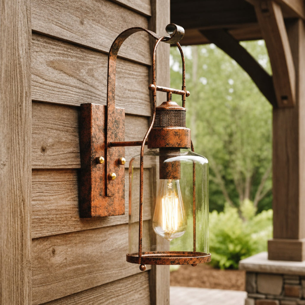 Industrial Metal Wall Light – Outdoor Lamp with Glass Jar