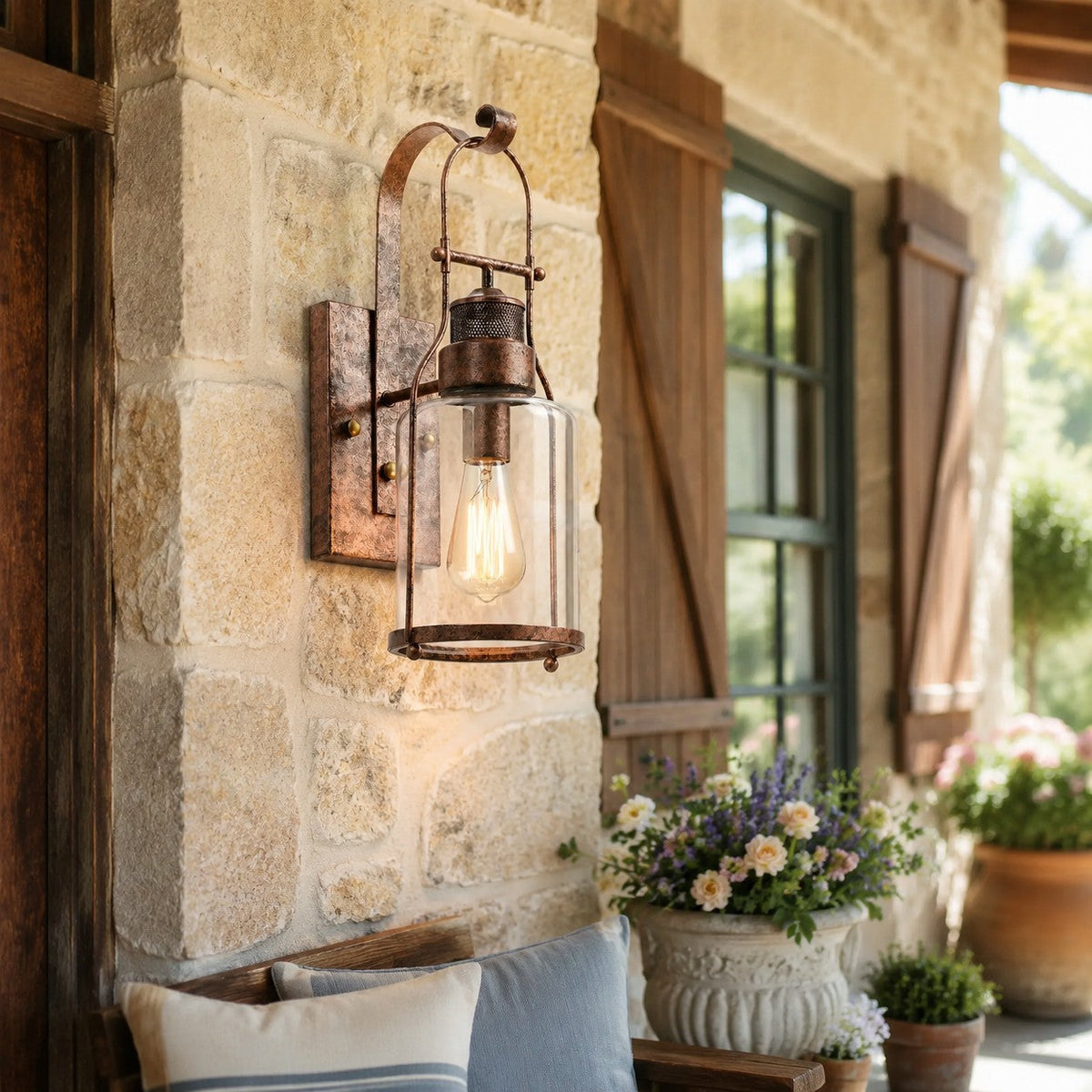 Industrial Metal Wall Light – Outdoor Lamp with Glass Jar