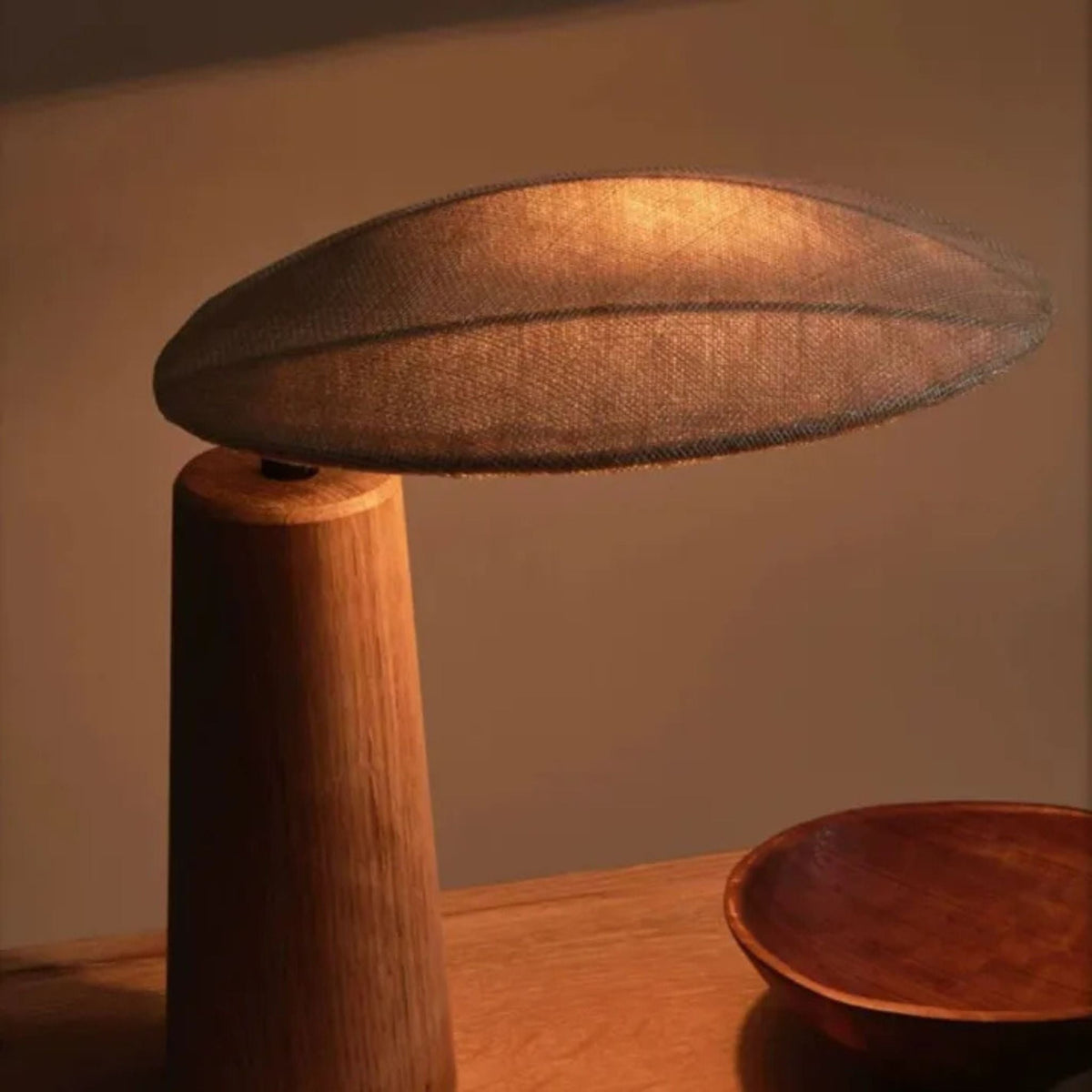 Japandi Solid Wood Table Lamp – Floating Shade with Organic Silhouette