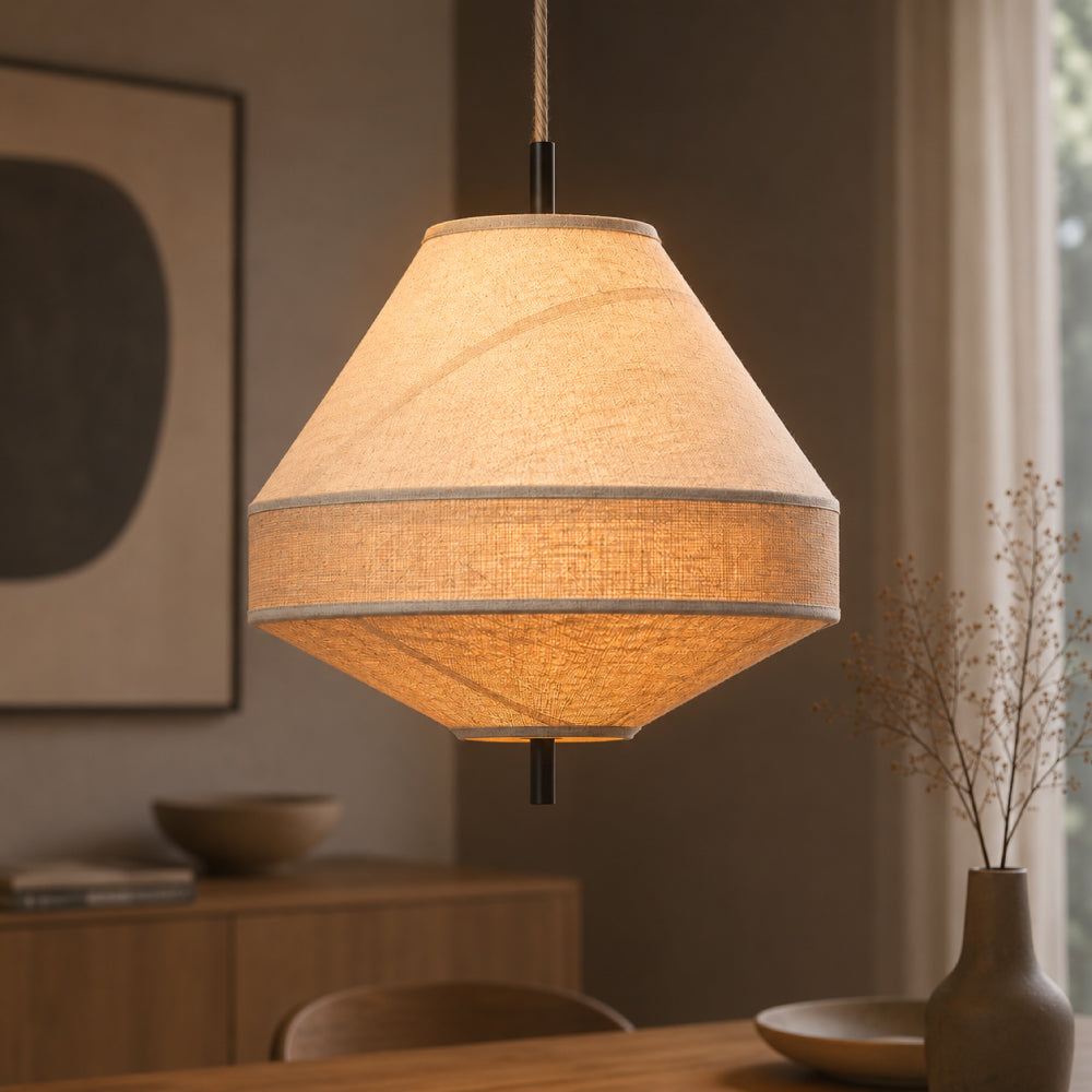 Japandi Linen Ceiling Light – Organic Design