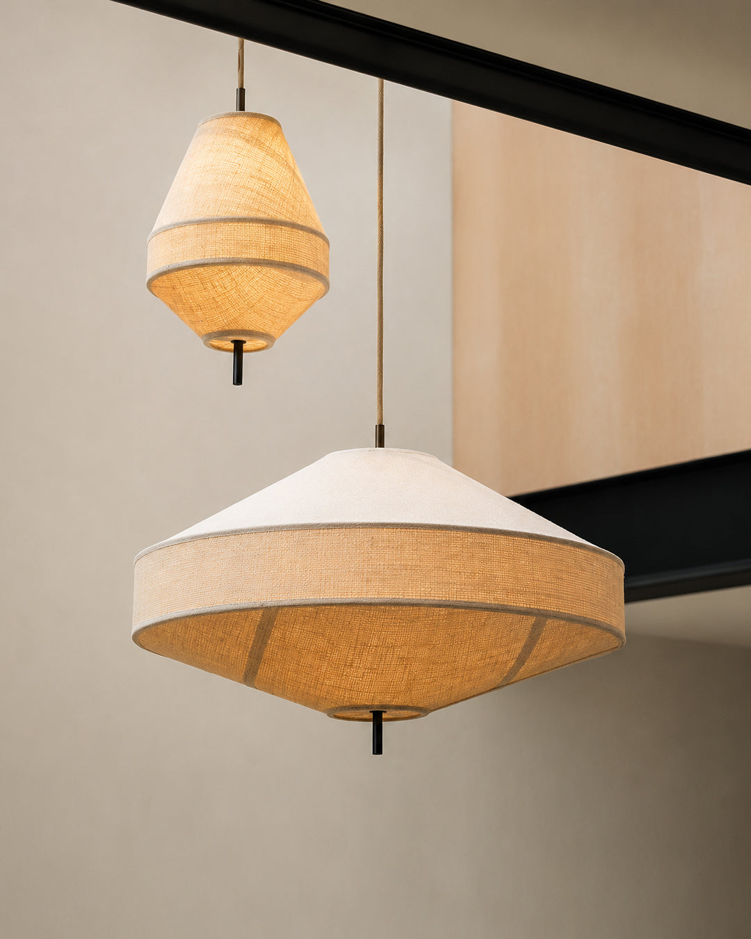 Japandi Linen Ceiling Light – Organic Design