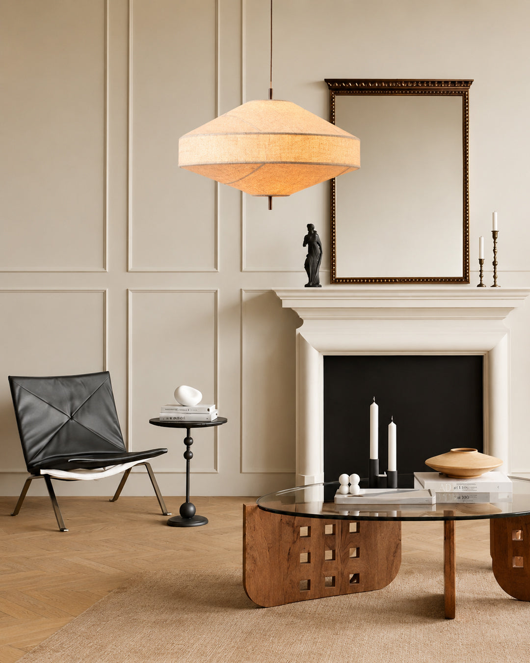 Japandi Linen Ceiling Light – Organic Design