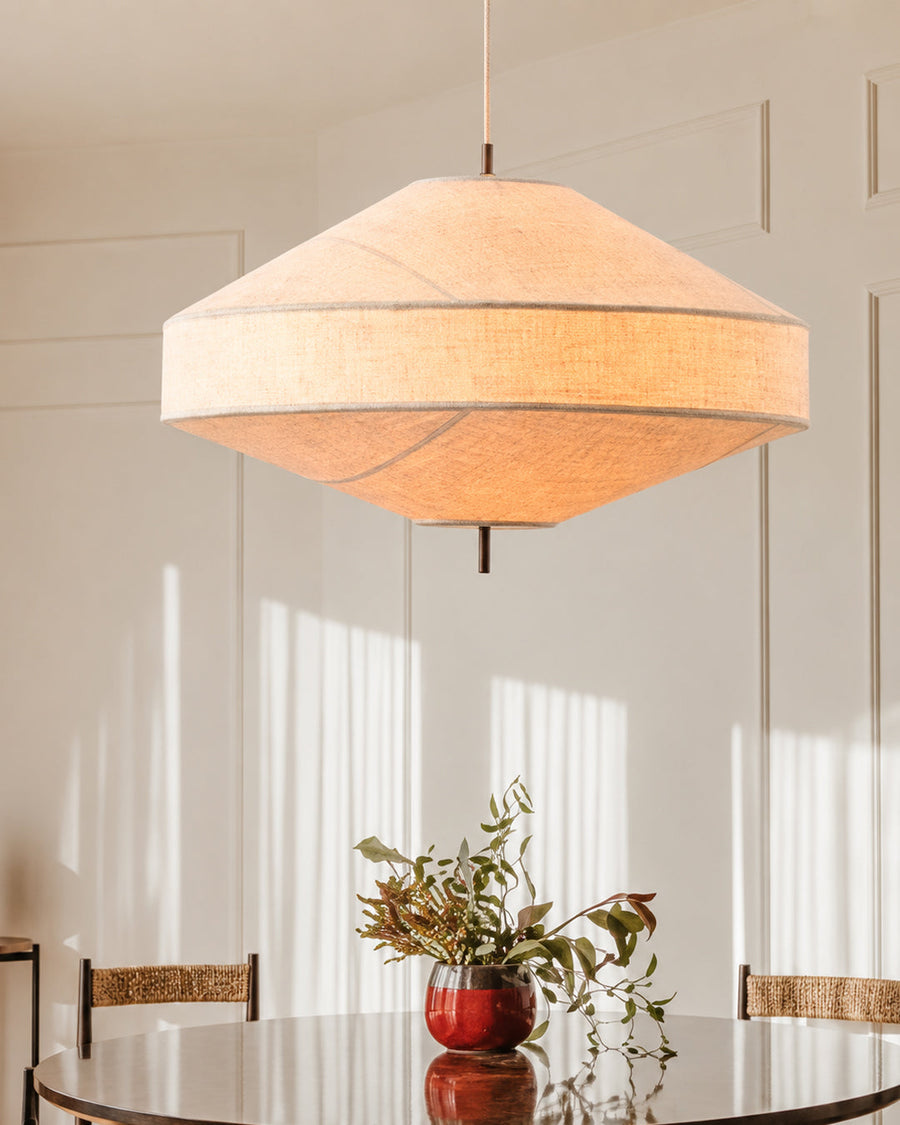 Japandi Linen Ceiling Light – Organic Design