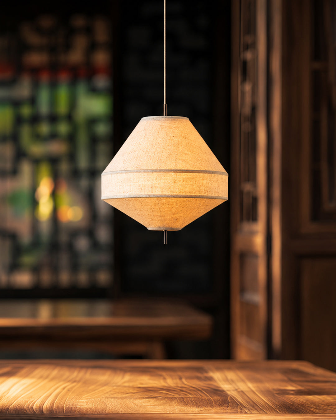 Japandi Linen Ceiling Light – Organic Design
