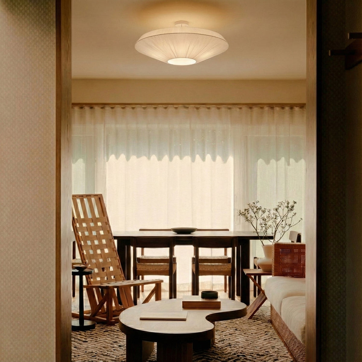 Japandi Fabric Ceiling Light – Organic Design for Living Room and Bedroom