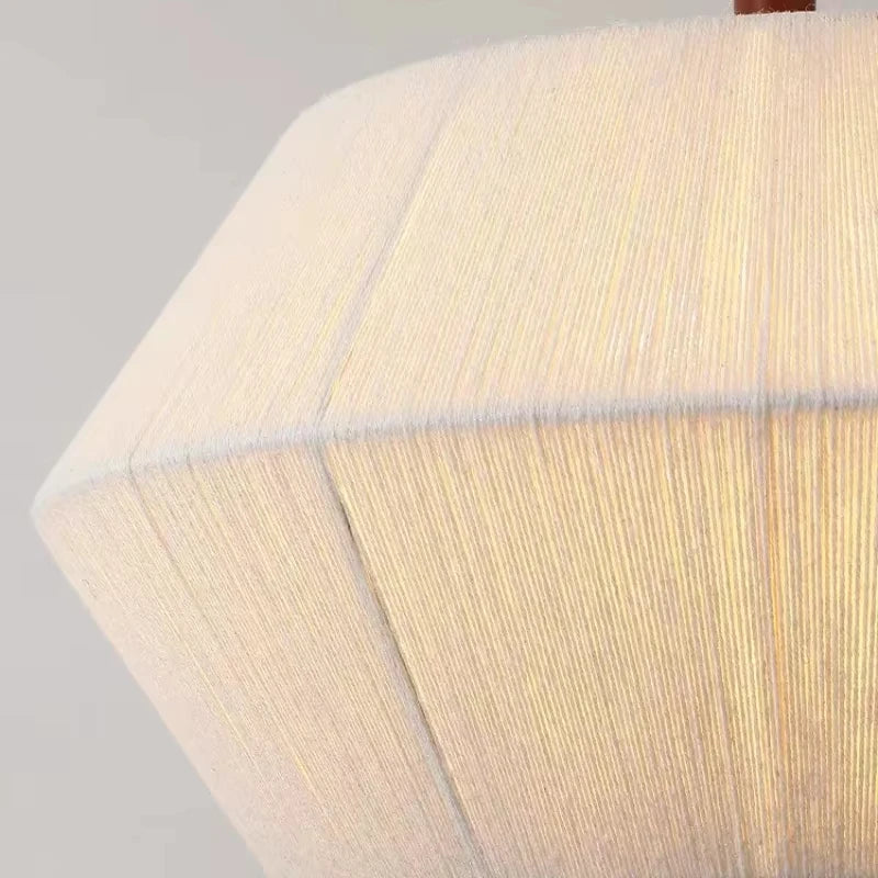Japandi Pendant Light – Fabric Shade with Wood Details