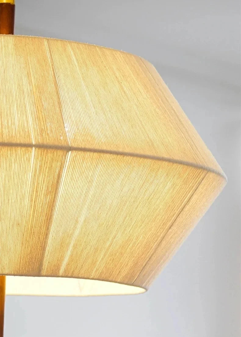 Japandi Pendant Light – Fabric Shade with Wood Details