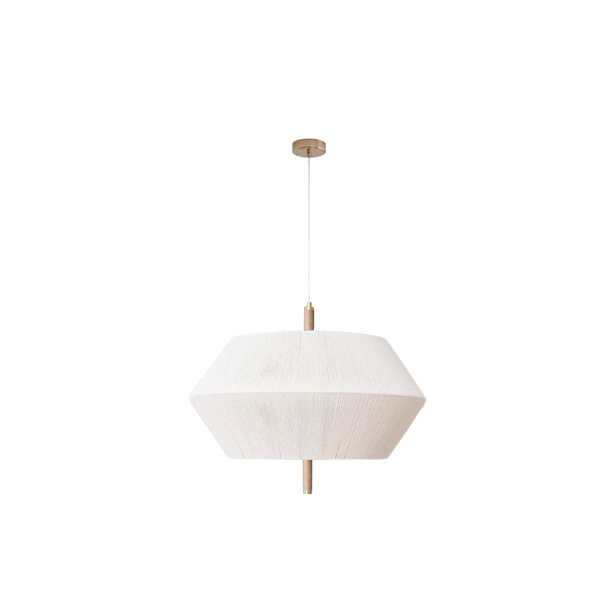 Japandi Pendant Light – Fabric Shade with Wood Details