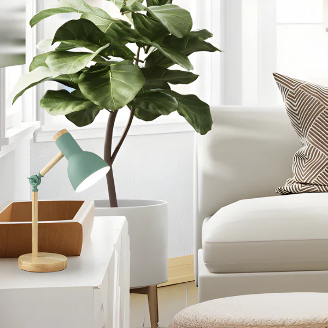 Adjustable Wood and Metal Table Lamp – Modern Design with Flexible Lighting