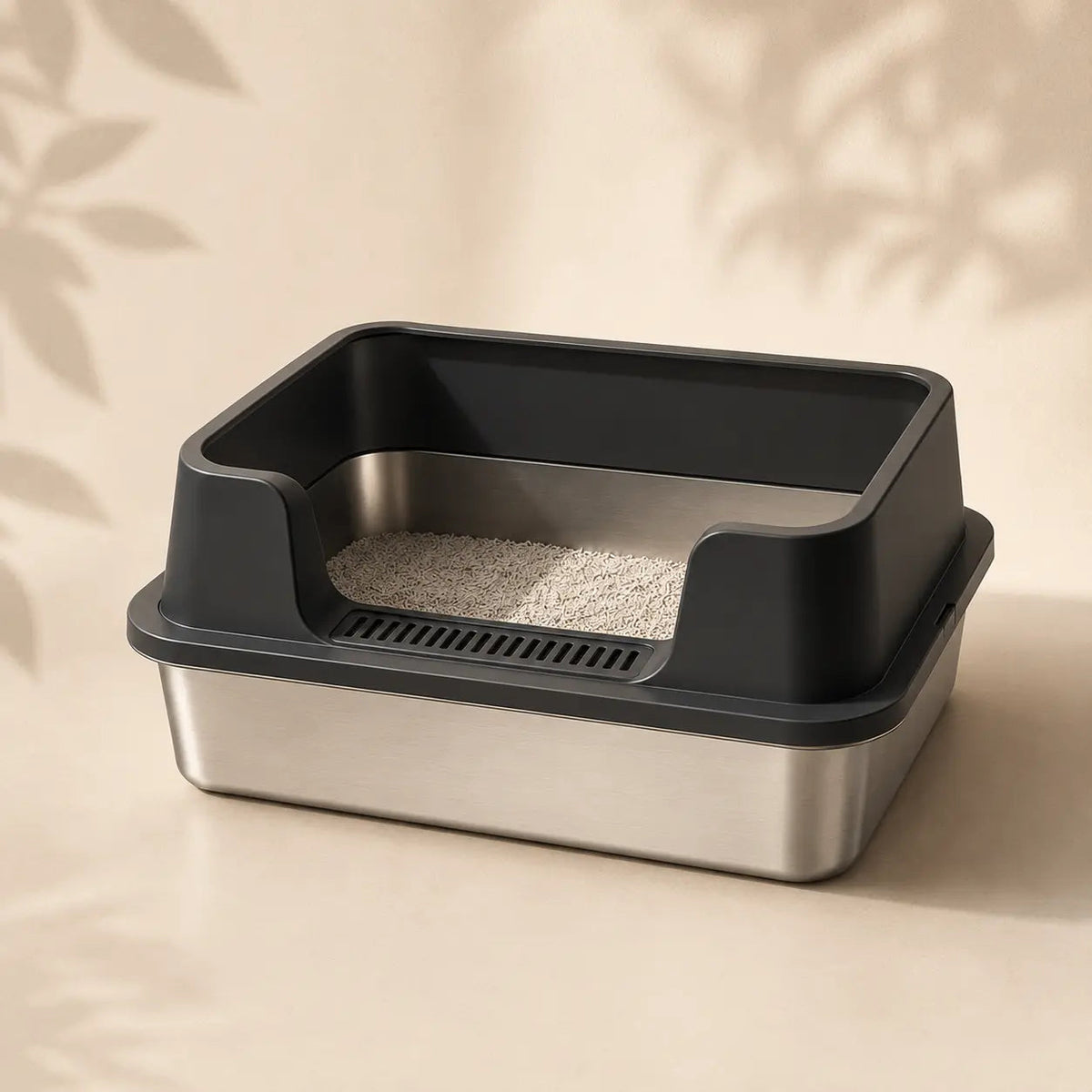 Stainless Steel Cat Litter Box – High Walls and Removable Top for Easy Cleaning