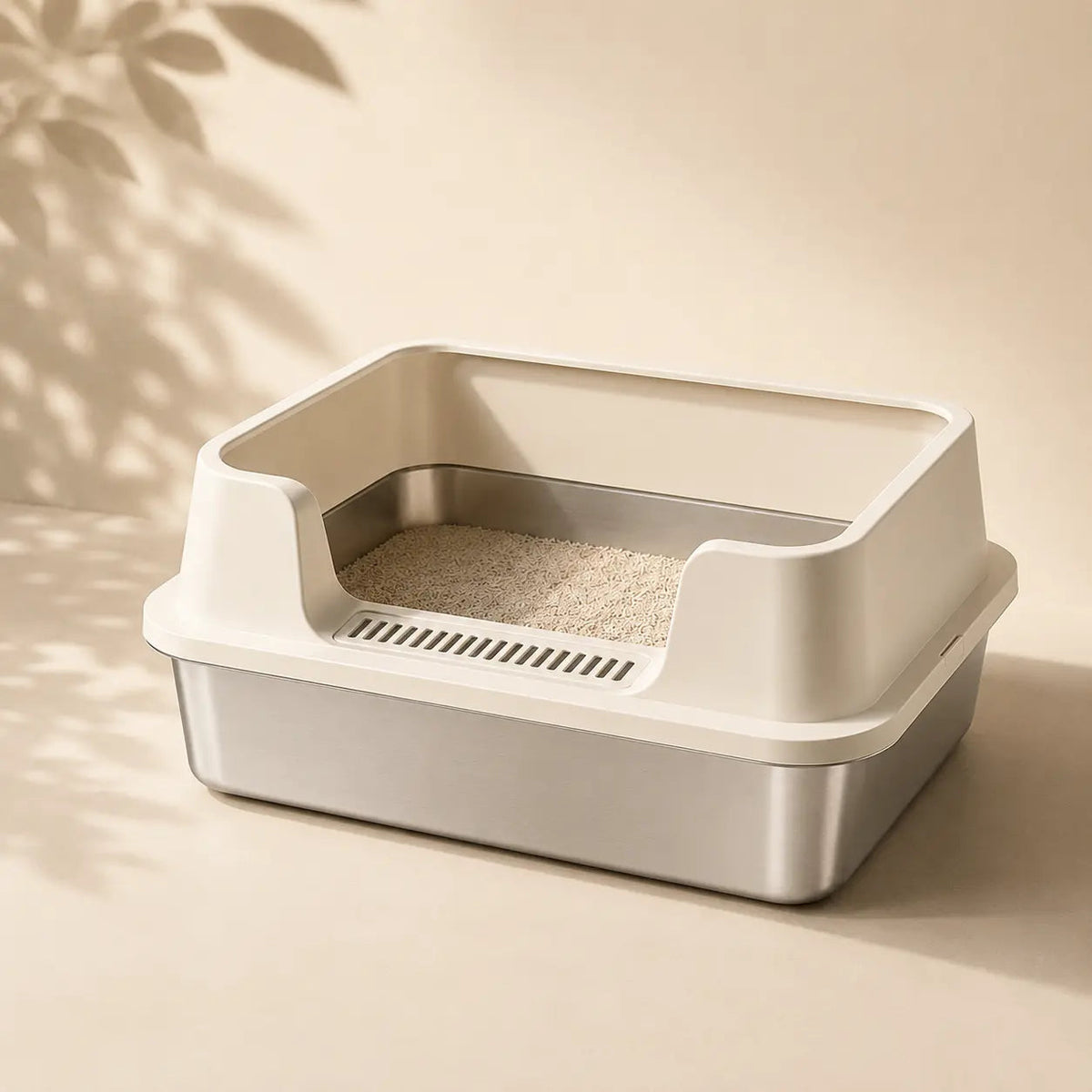 Stainless Steel Cat Litter Box – High Walls and Removable Top for Easy Cleaning