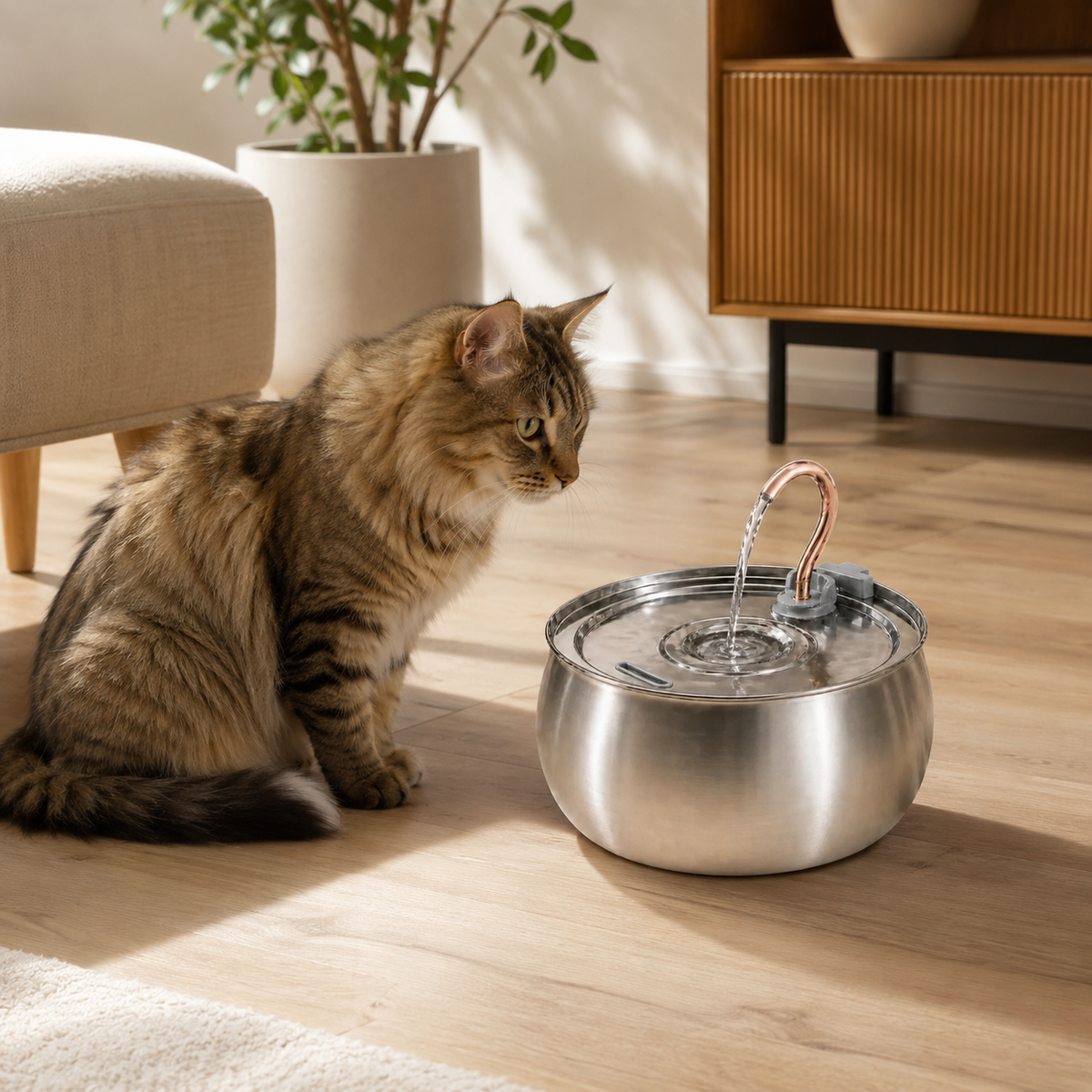 Stainless Steel Cat Water Fountain – 4L Capacity with Ultra-Quiet Pump