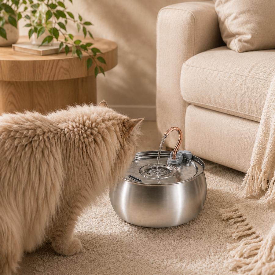 Stainless Steel Cat Water Fountain – 4L Capacity with Ultra-Quiet Pump