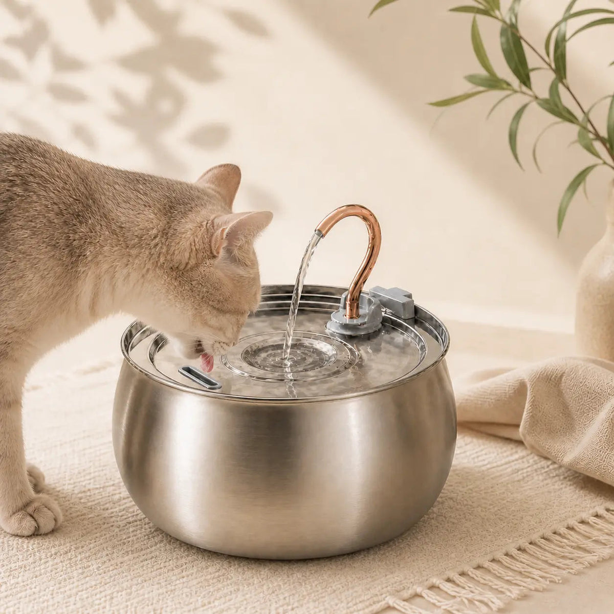Stainless Steel Cat Water Fountain – 4L Capacity with Ultra-Quiet Pump
