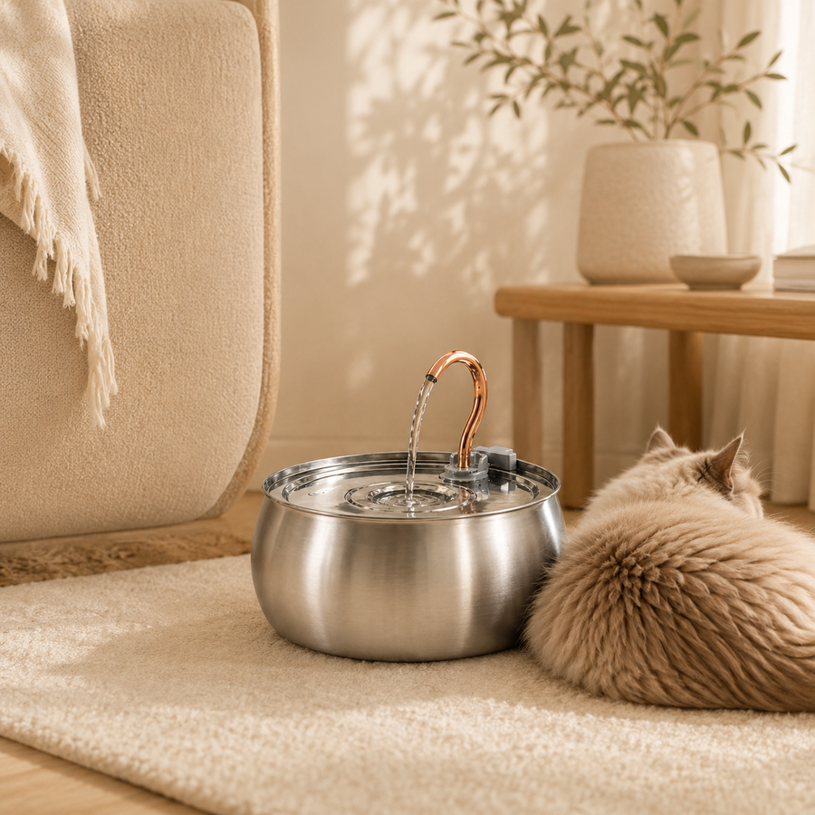 Stainless Steel Cat Water Fountain – 4L Capacity with Ultra-Quiet Pump