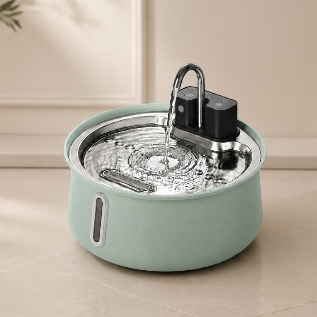 Stainless Steel Cat Water Fountain – Colorful with Water Level Indicator