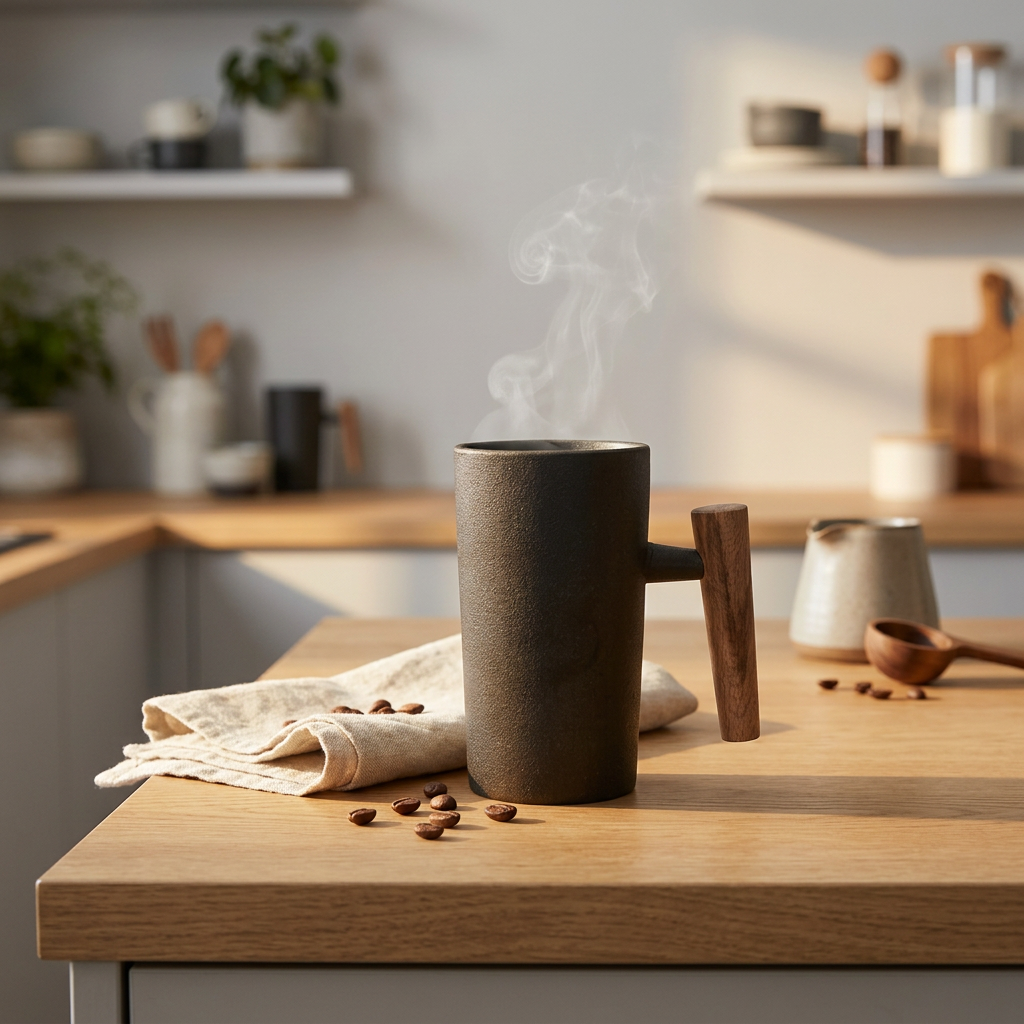 Earth-Tone Ceramic Mug – Ergonomic Handle, 220 ml for Coffee and Tea