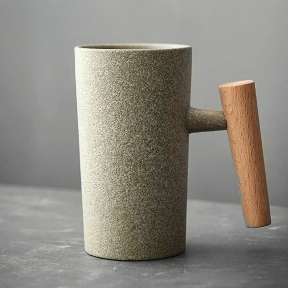 Earth-Tone Ceramic Mug – Ergonomic Handle, 220 ml for Coffee and Tea