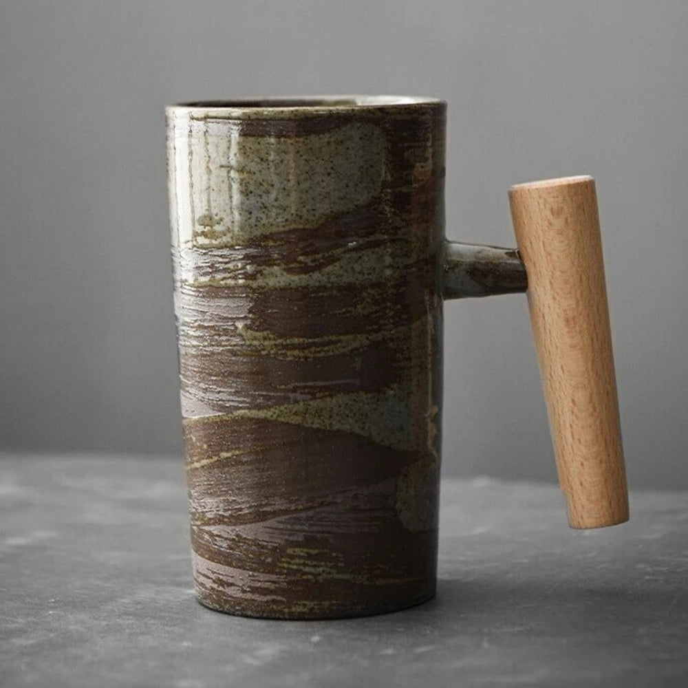 Earth-Tone Ceramic Mug – Ergonomic Handle, 220 ml for Coffee and Tea