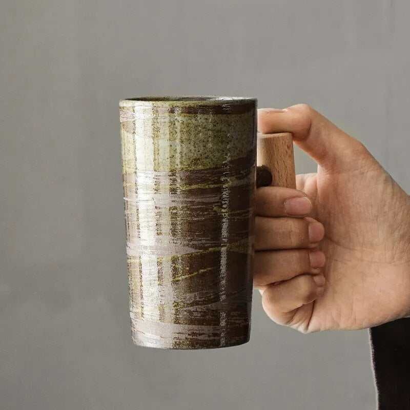Earth-Tone Ceramic Mug – Ergonomic Handle, 220 ml for Coffee and Tea