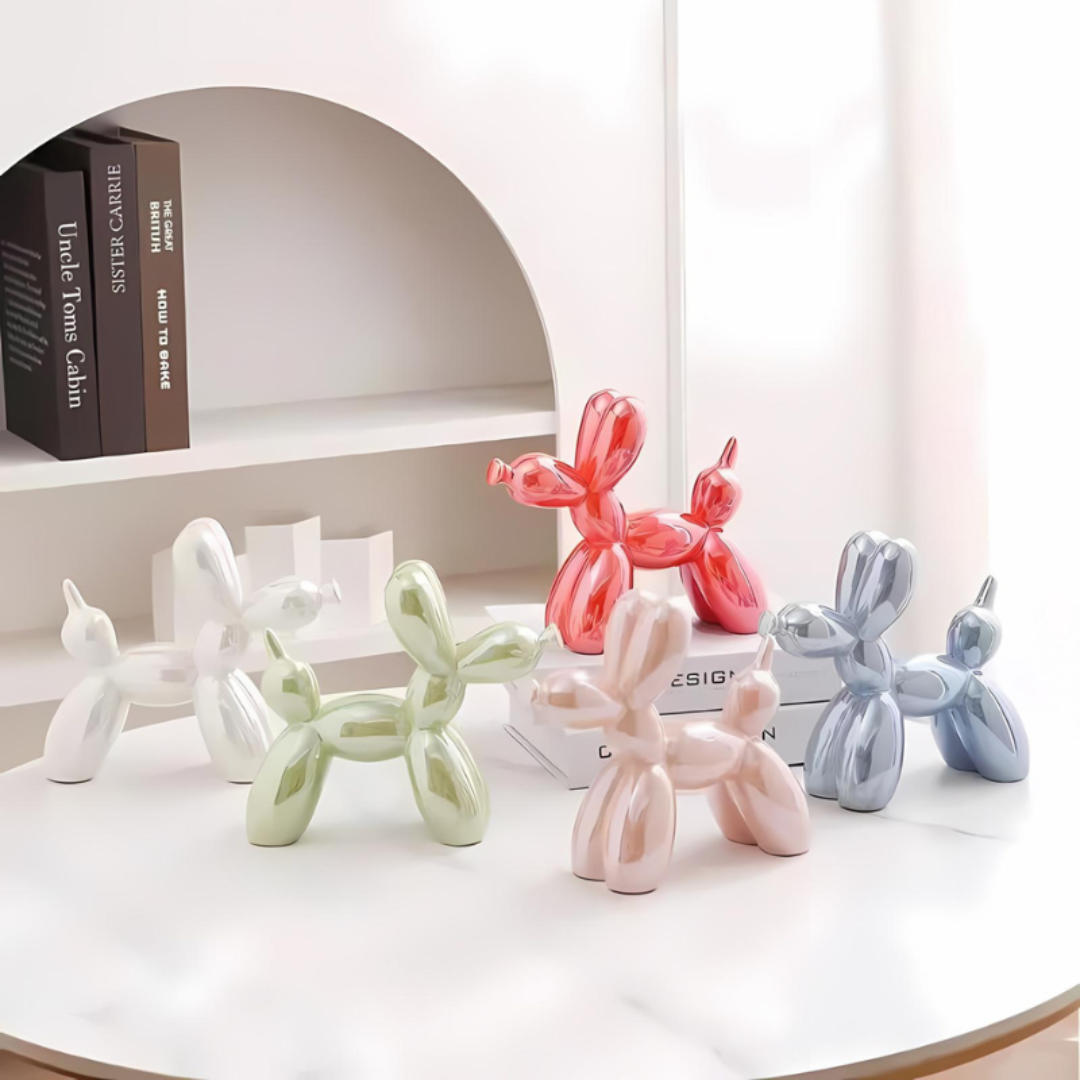 Ceramic Balloon Dog Sculpture in Colorful Finish