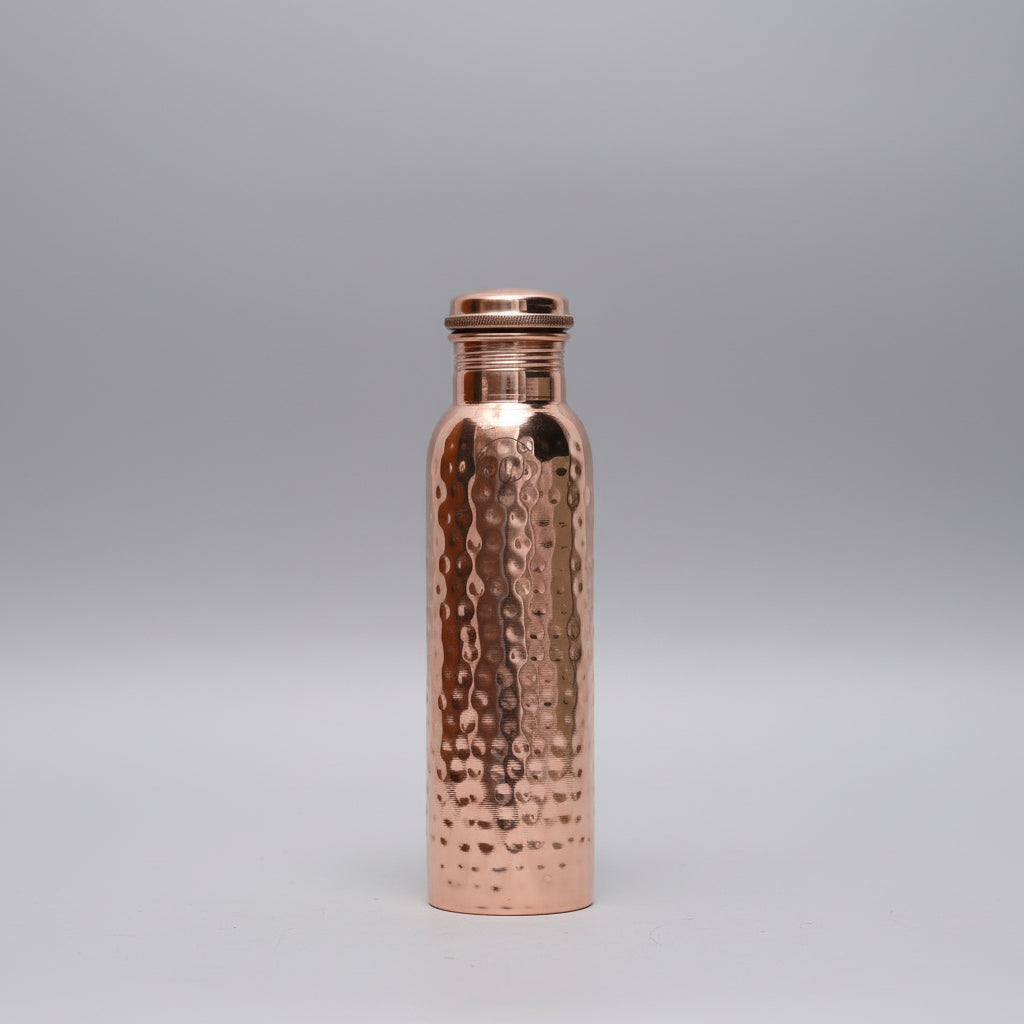 Copper Water Bottle 800 ml – Hammered Finish and Leak-Proof Lid