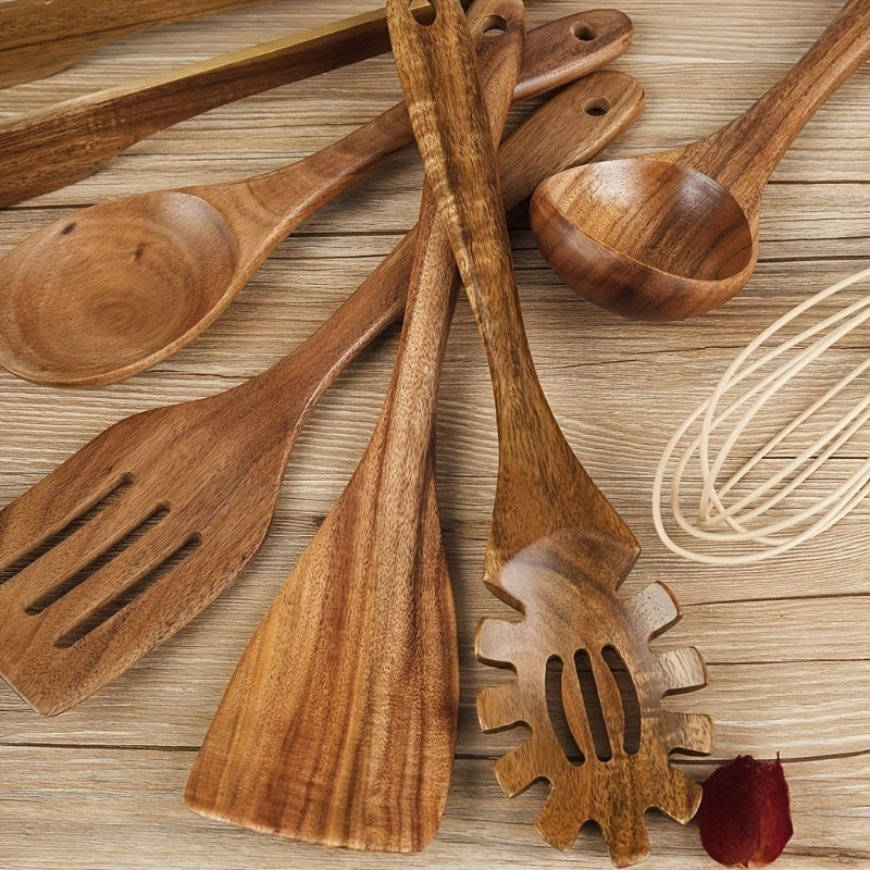 Wooden Kitchen Utensil Set – 7 Pieces with Ergonomic Handles
