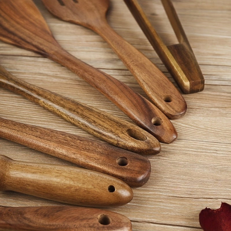 Wooden Kitchen Utensil Set – 7 Pieces with Ergonomic Handles