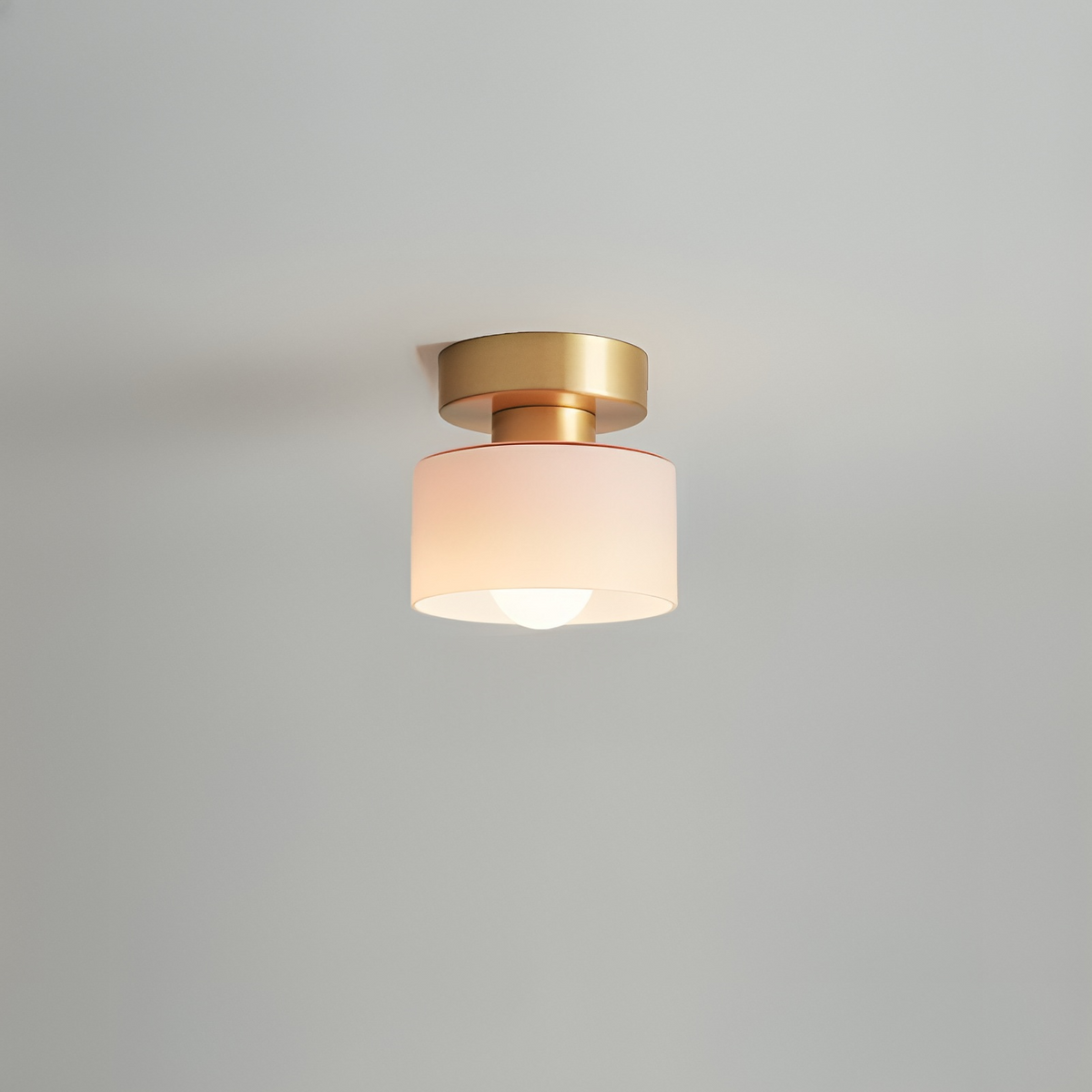 Compact Bauhaus Ceiling Light – Gold Metal and Glass