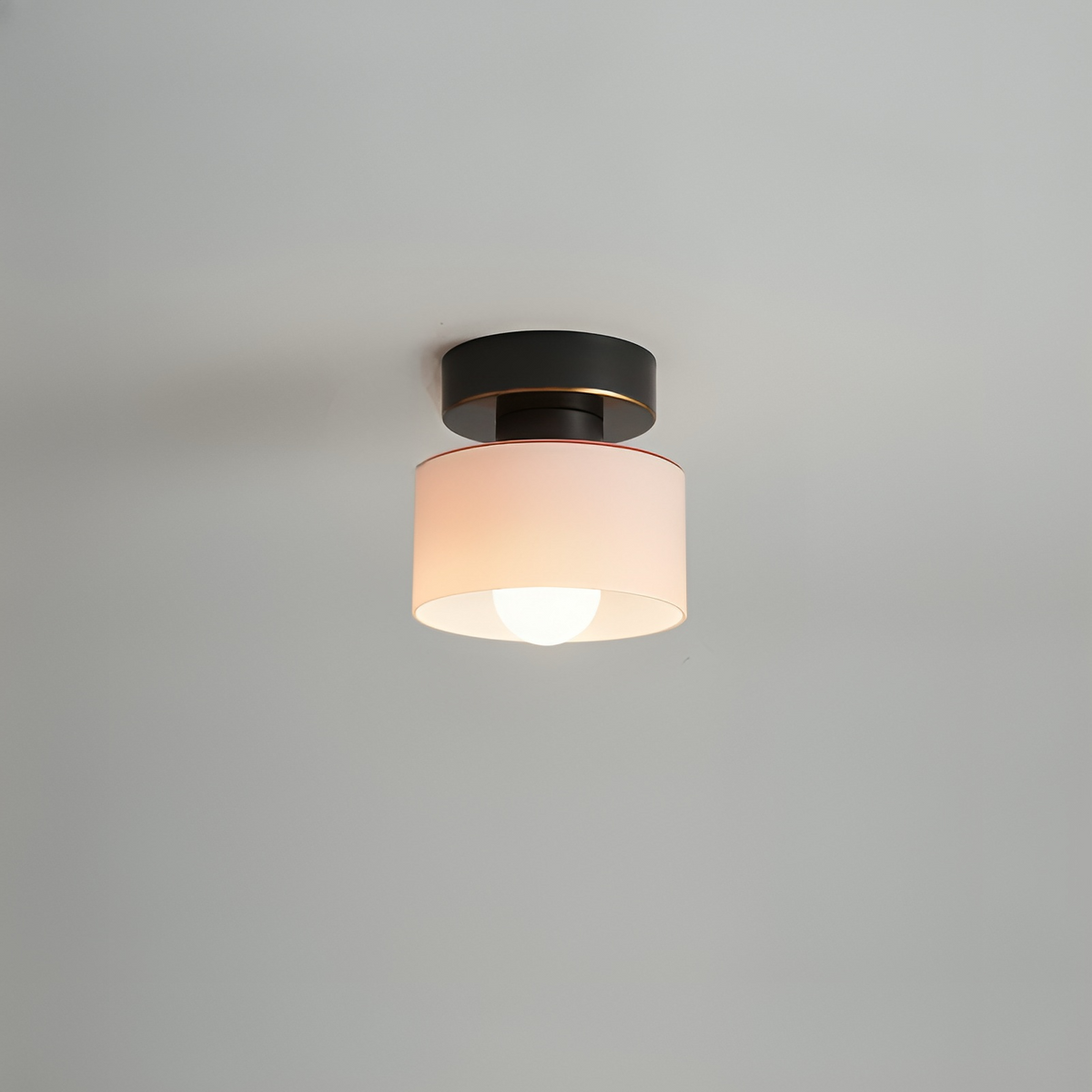 Compact Bauhaus Ceiling Light – Gold Metal and Glass
