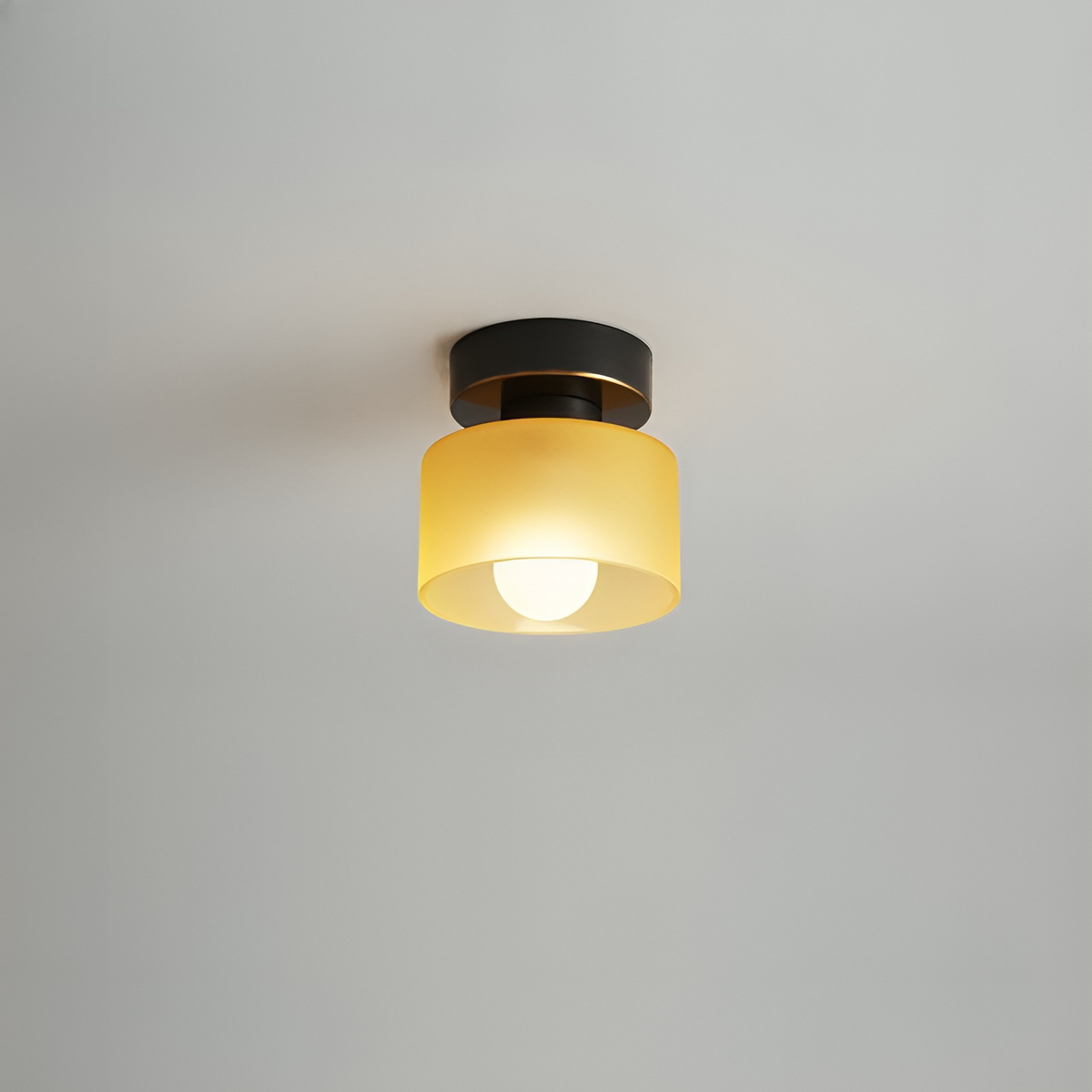 Compact Bauhaus Ceiling Light – Gold Metal and Glass