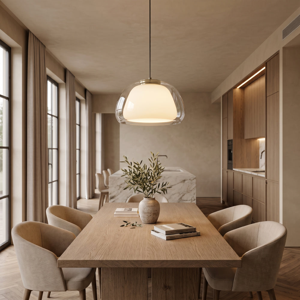 Crystalline Pendant Light – Elegant Glass Dining Light with Warm Glow