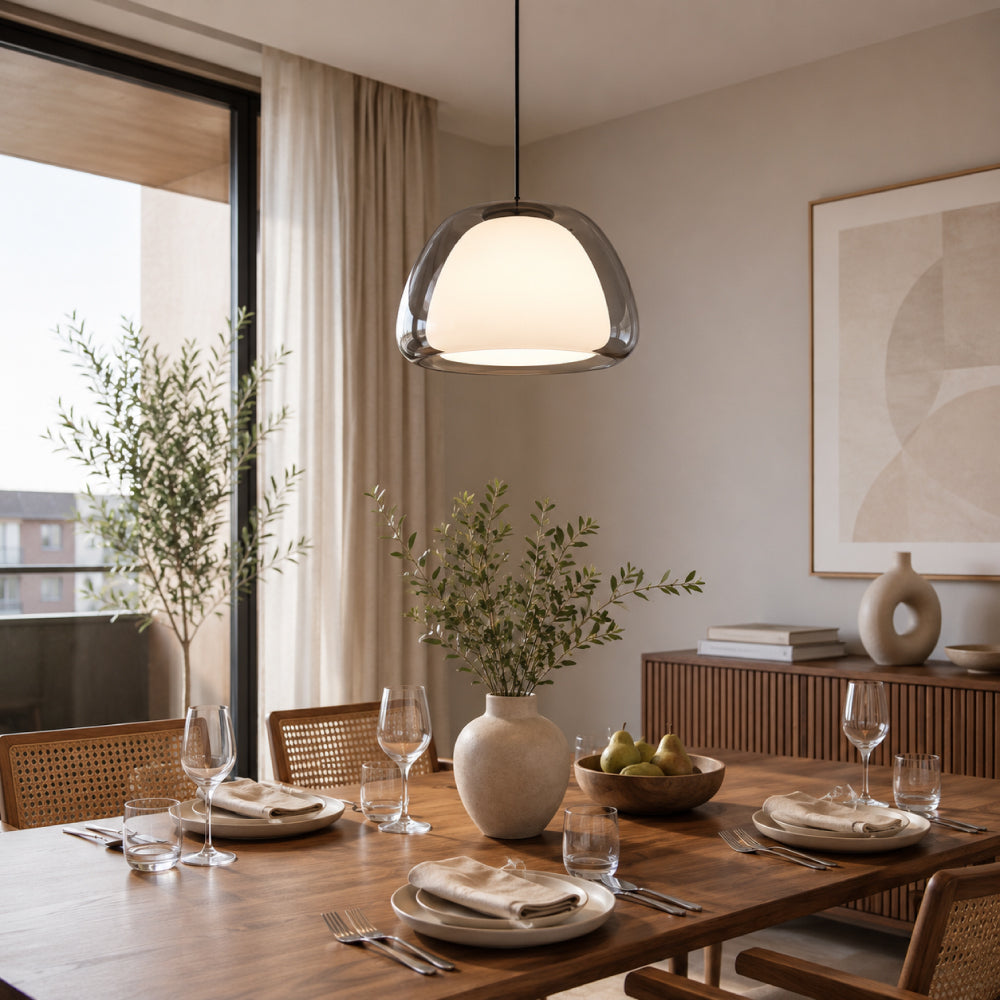 Crystalline Pendant Light – Elegant Glass Dining Light with Warm Glow