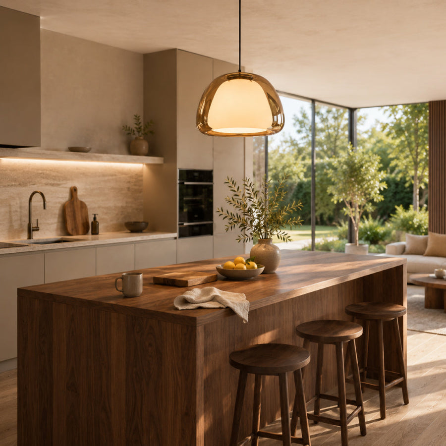 Crystalline Pendant Light – Elegant Glass Dining Light with Warm Glow