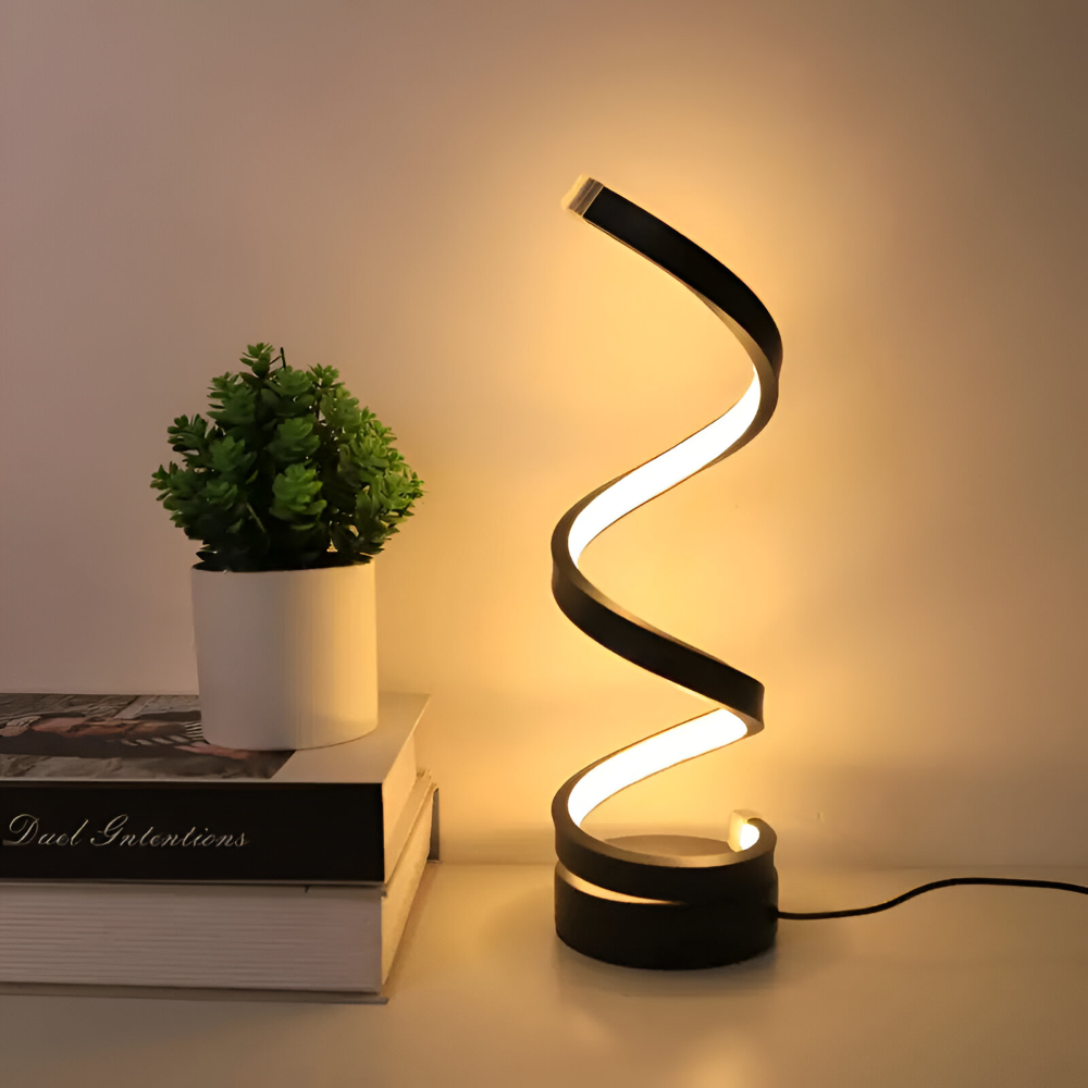 Aluminum LED Table Lamp – Spiral Design for Desk and Nightstand