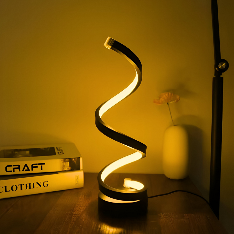 Aluminum LED Table Lamp – Spiral Design for Desk and Nightstand