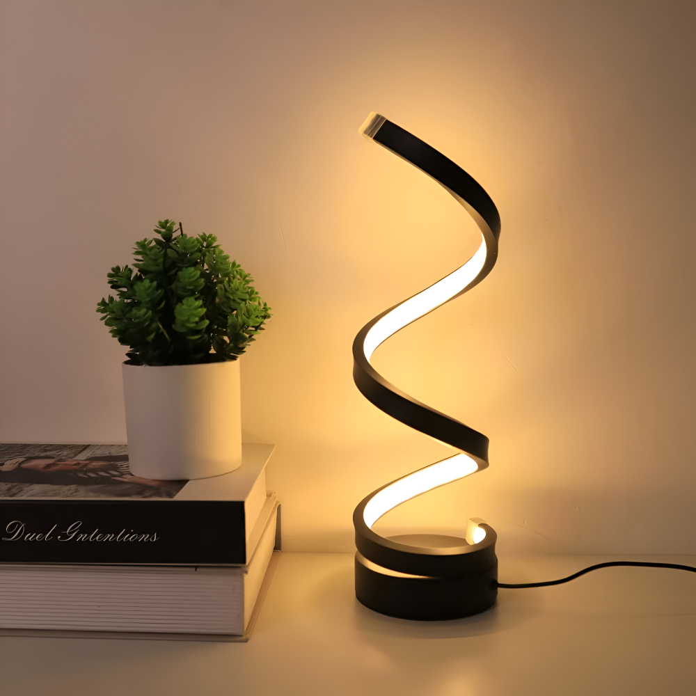 Aluminum LED Table Lamp – Spiral Design for Desk and Nightstand