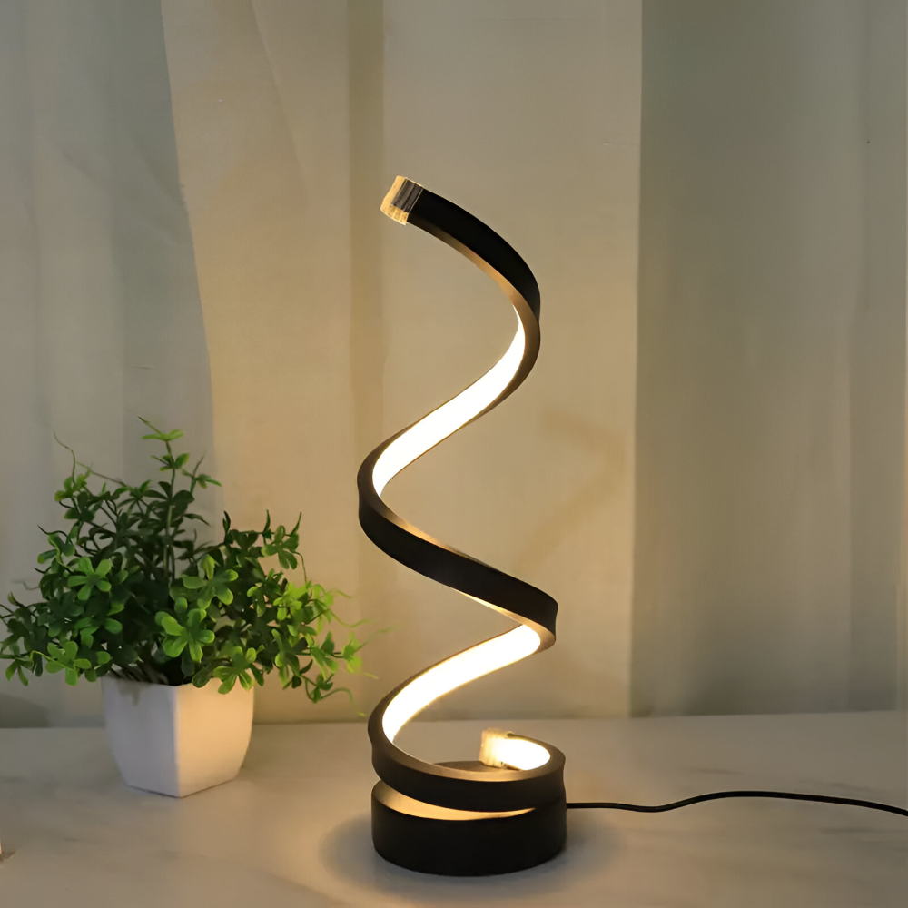 Aluminum LED Table Lamp – Spiral Design for Desk and Nightstand
