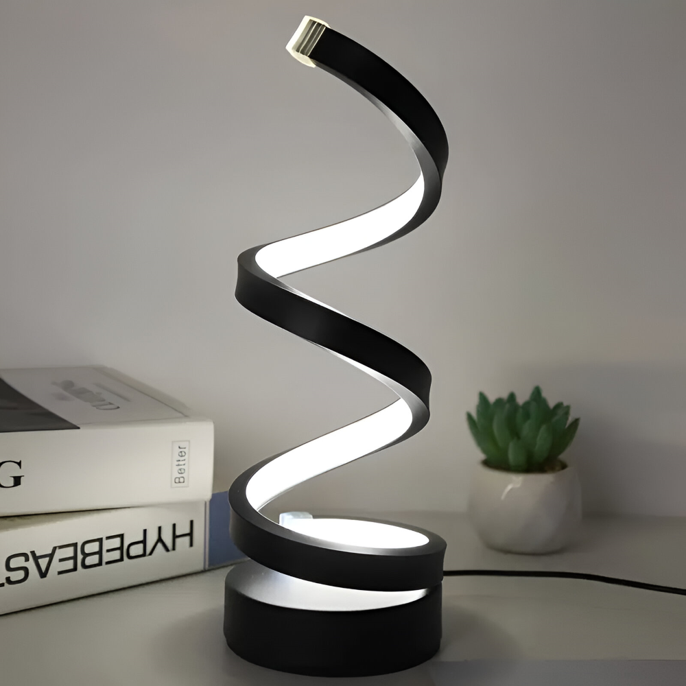 Aluminum LED Table Lamp – Spiral Design for Desk and Nightstand