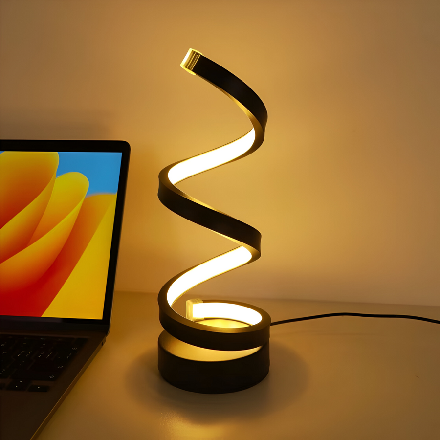 Aluminum LED Table Lamp – Spiral Design for Desk and Nightstand