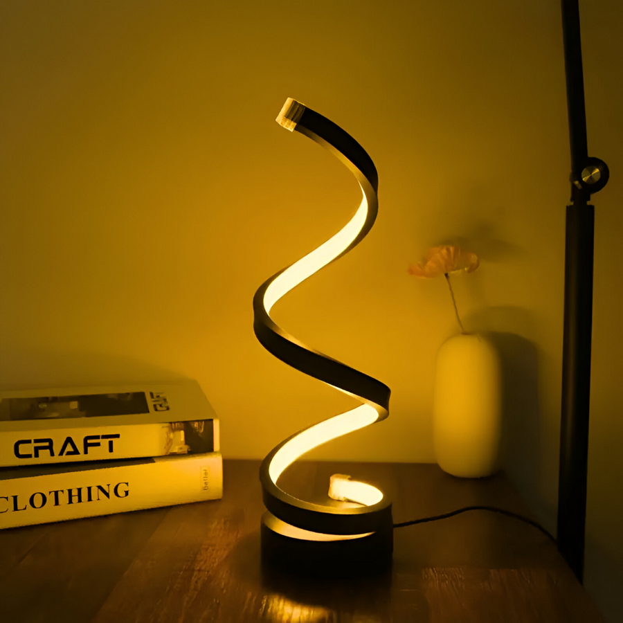 Aluminum LED Table Lamp – Spiral Design for Desk and Nightstand