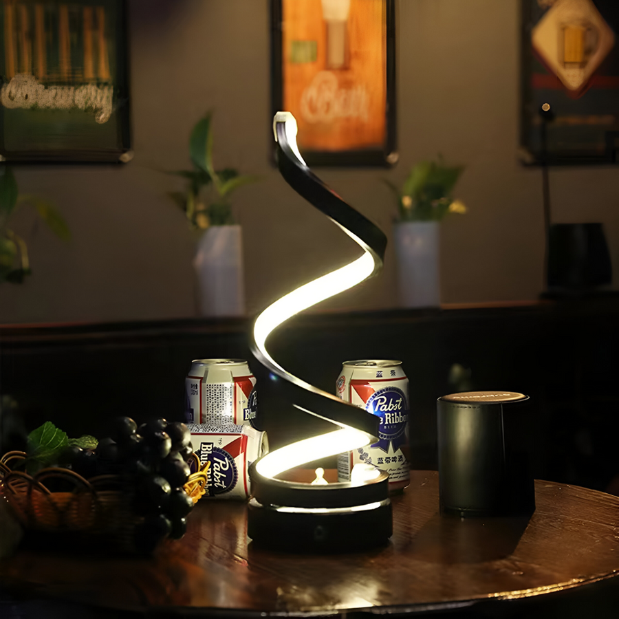 Aluminum LED Table Lamp – Spiral Design for Desk and Nightstand