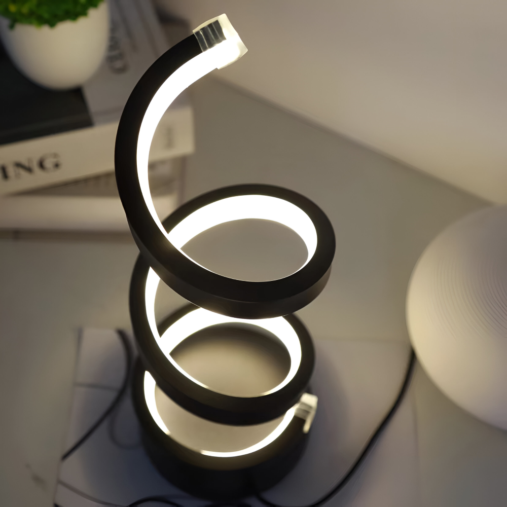 Aluminum LED Table Lamp – Spiral Design for Desk and Nightstand