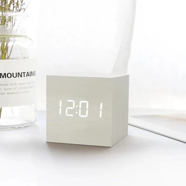 LED Light Alarm Clock – Minimalist Design with Sound Activation