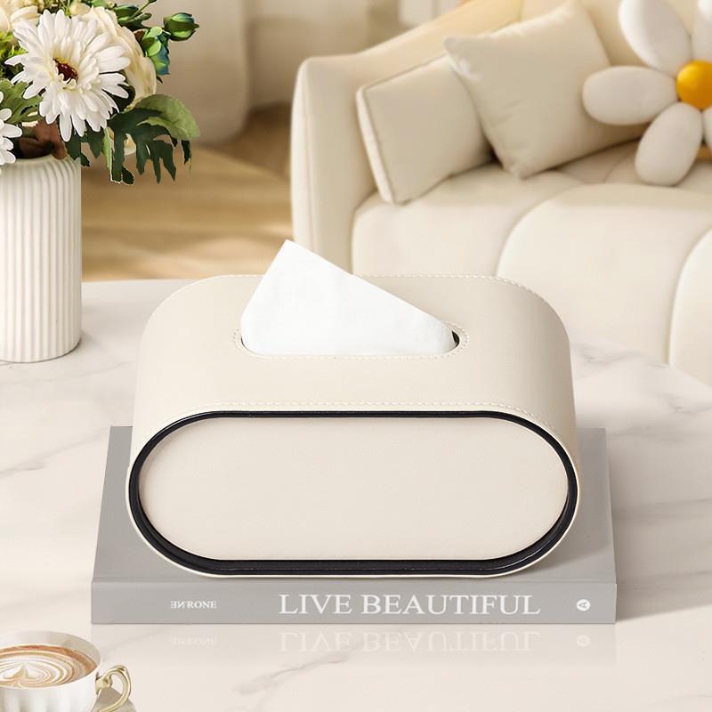 Oval Leather Tissue Box – Durable Design with Easy Tissue Access