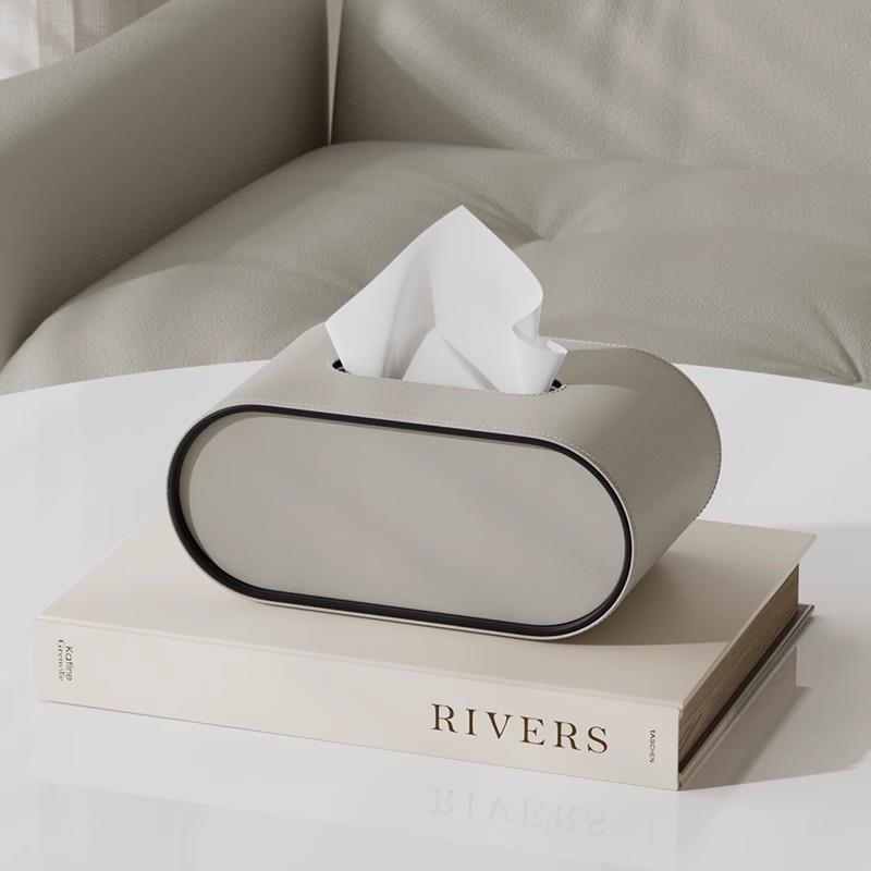 Oval Leather Tissue Box – Durable Design with Easy Tissue Access